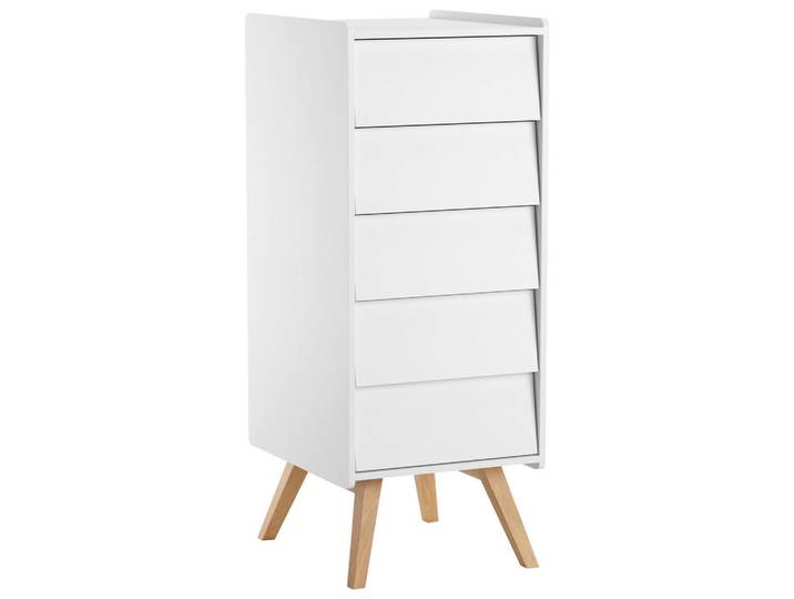 Mid.you Kommode, Weiß, Holz, Eiche, 5 Schublade(n) Schubladen, 50.3x127.7x40.4 cm, Holzmöbel, Kleinmöbel Holz, Holzkommoden