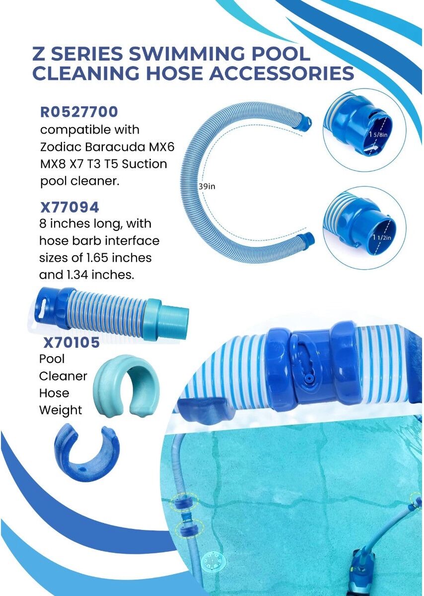 INF Adaptateur de tuyau de piscine 2 pièces 19cm compatible avec Zodiac MX8 et Zodiac MX6 - Connecteurs PE résistants aux