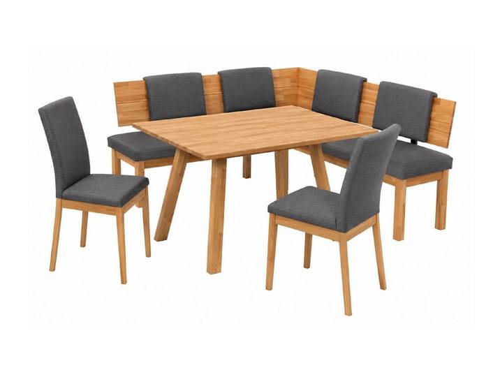 58 aufm Kessel Essgruppe Eckbankgruppe Modern Danny 2 für 7 Personen Massivholz Kernbuche/Grau, (inkl. Versand, Lieferung bis Verwendungsstelle), Sitzgruppe mit Eckbank, Esstisch und 2 Stühlen hochwertig + langlebig