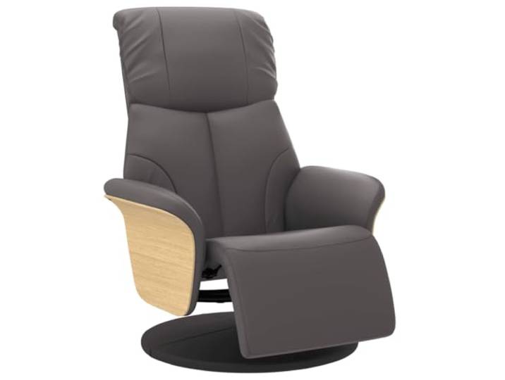 Fisinber Relaxsessel mit Liegefunktion Drehfunktion Kunstleder Grau Ergonomischer Ruhesessel fuer Wohnzimmer und Arbeitszimmer, mit 360 Grad Drehfunktion und manueller Neigung zum Entspannen.