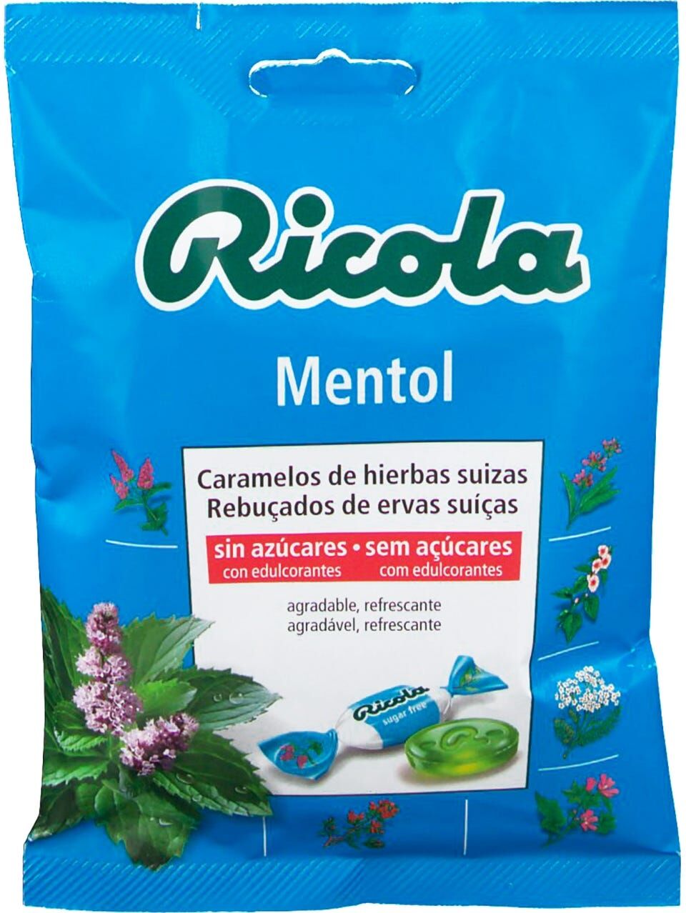 RICOLA mentol caramelos sin azúcar 70 g
