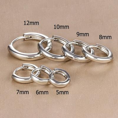 Stainless Steel Minimal Crystal Huggie Hoops Set silver