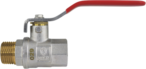 AquaCraft Kugelhahn aus Messing 1001000128 Hebelgriff (flach) rot, AG x IG 3/4"