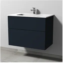 Sanipa 3way Keramik-Set Design Keramik-Waschtisch und Unterbau mit 2 Auszügen, Marine-Matt SP4801R