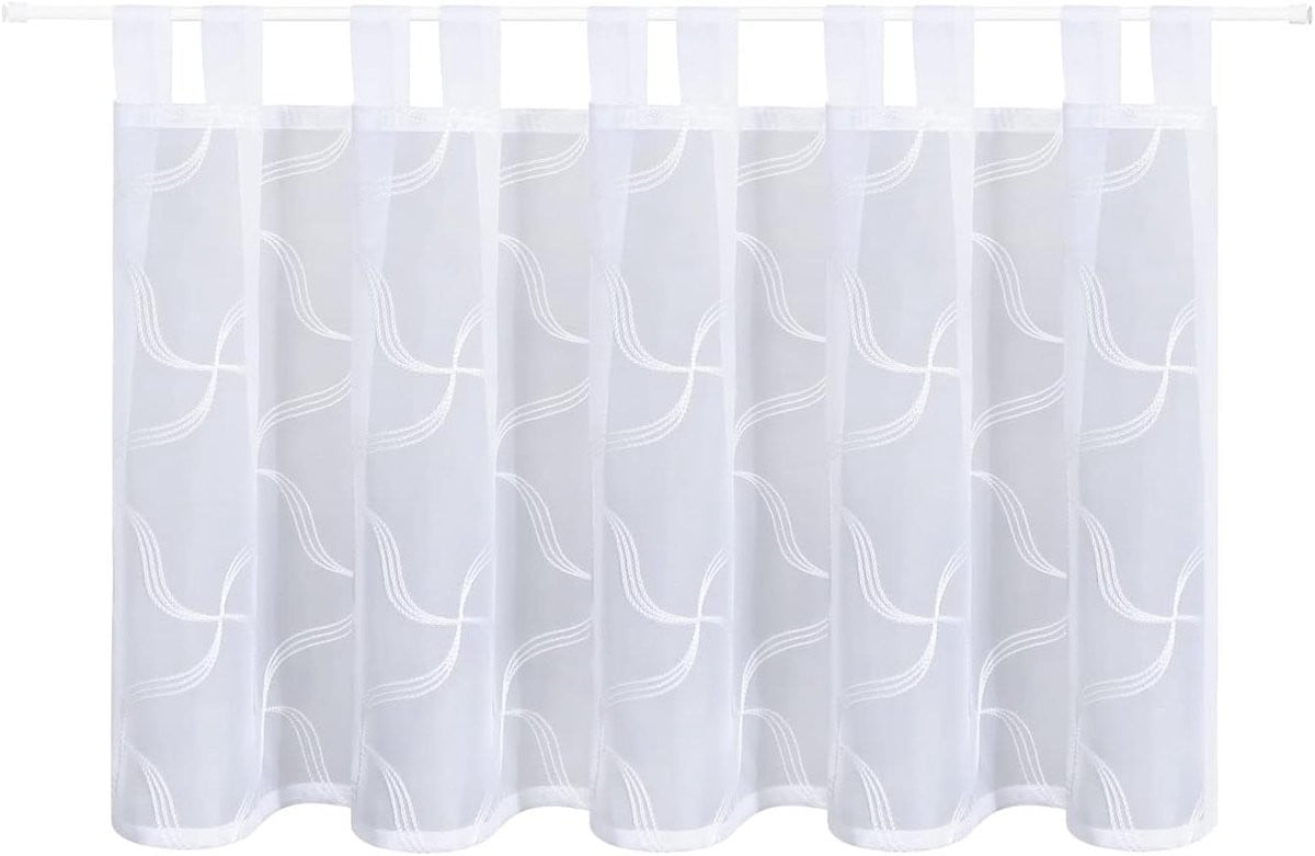 Wit Netgordijn Lotti met subtiel patroon voor woonkamer decoratie - 150 x 50 cm