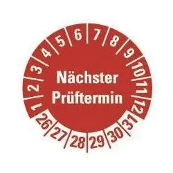 Hein, Sicherheitskennzeichnung, 185779 Prüfplakette NP 26-31,r,PF,Ø30mm,500/RO