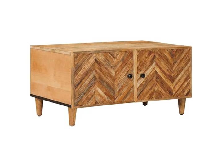 pokgdf Couchtisch Braun 80 x 50 x 40 cm Massivholz Mango Massivholz Mango, Messingknöpfe, rechteckig, modernes Design, platzsparend, für Innenbereiche