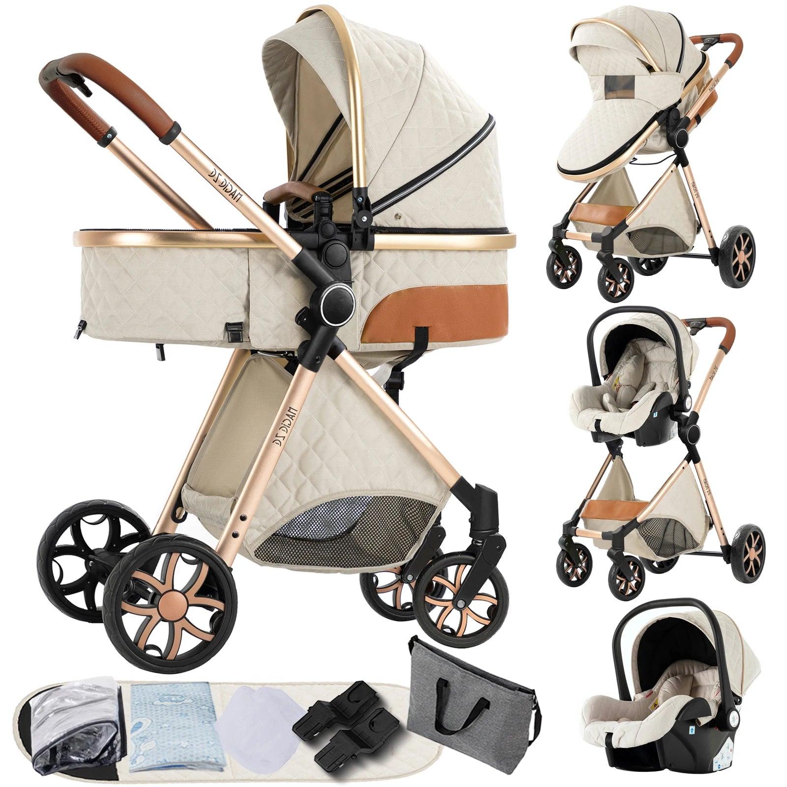 3-in-1 Kombi-Kinderwagen - Kinderwagen, Autositz, Reisekinderwagen, Babywagen - leicht und kompakt