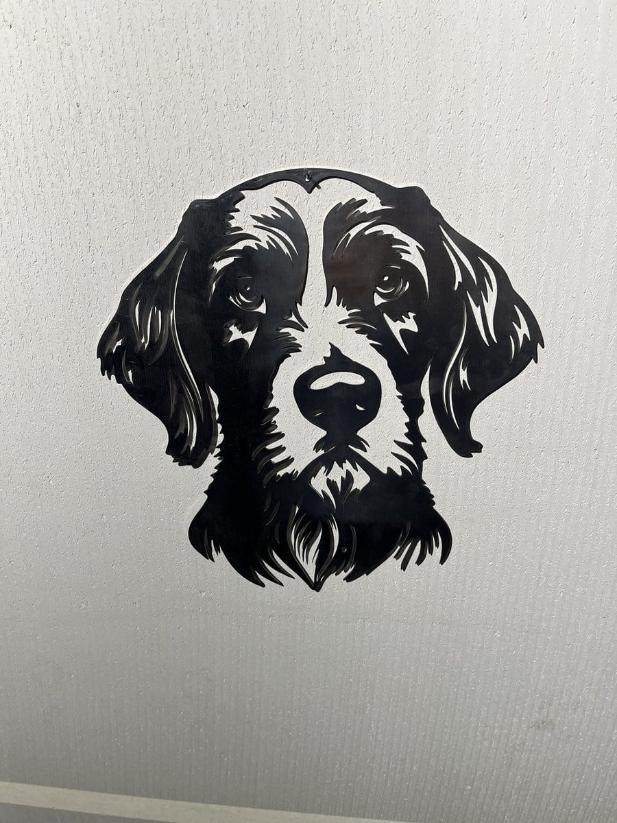 Metalen Hond Duitse staande langhaar Tuindecoratie Cortenstaal