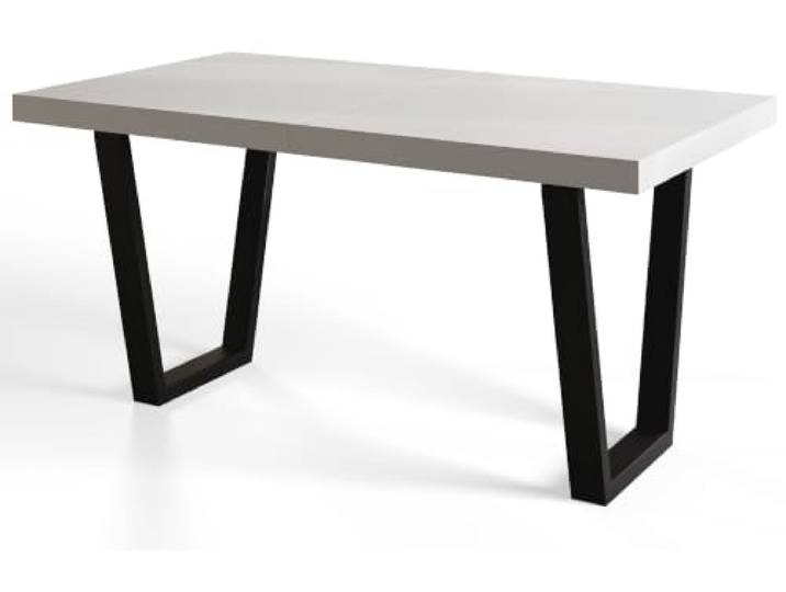 AlpiMeble Rechteckiger Esstisch, Stabile Metallbeine, 140x80 cm, Weiß Moderner Wohnzimmertisch, Küchentisch und Esszimmertisch, Tisch mit stabile Konstruktion, Kollektion Loft Trapez