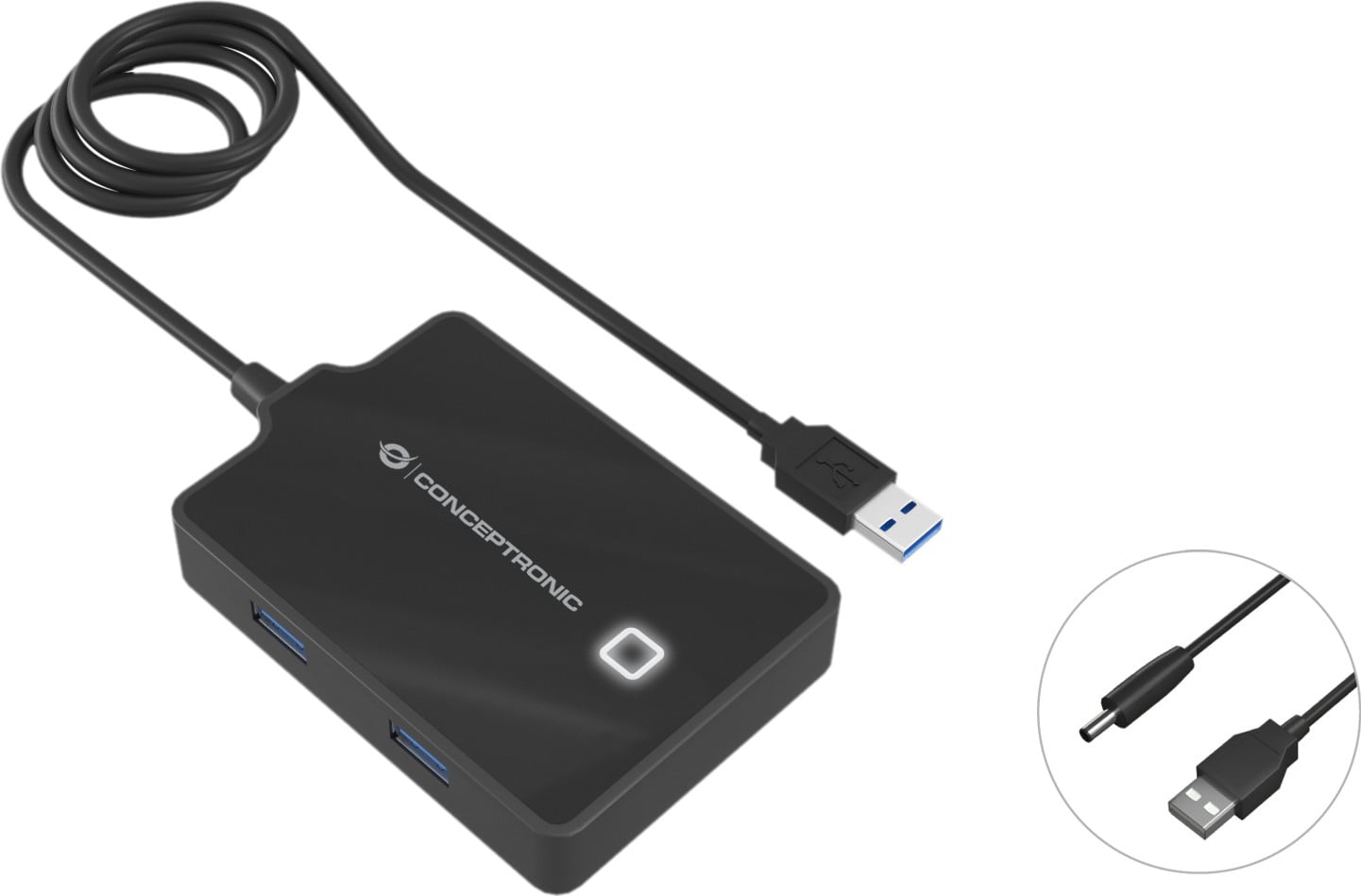 Conceptronic USB-hub met 4 poorten, USB 3.0, zwart