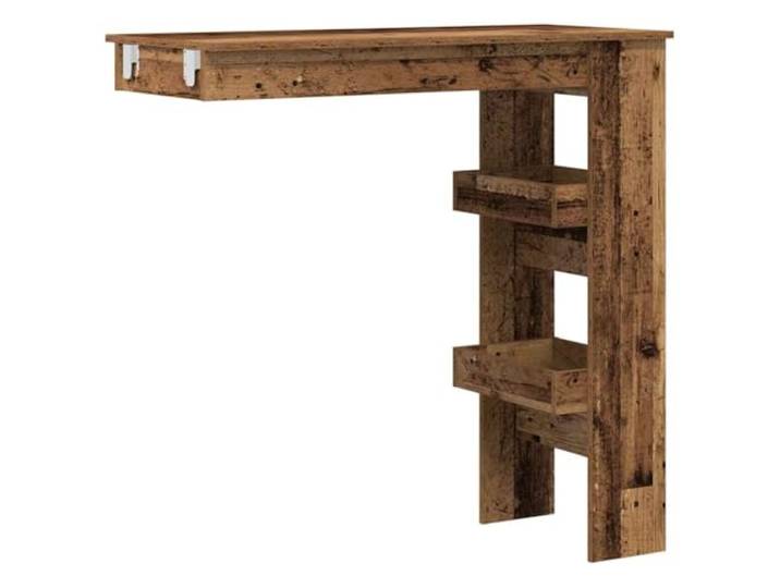 HBBMGYD Bartisch, Wandmontage, Altholz, 102 x 45 x 103,5 cm, Holz 2 Ablagefächer, Wandbefestigung inklusive, leicht zu reinigendes Ingenieurholz, einfacher und eleganter Stil, für