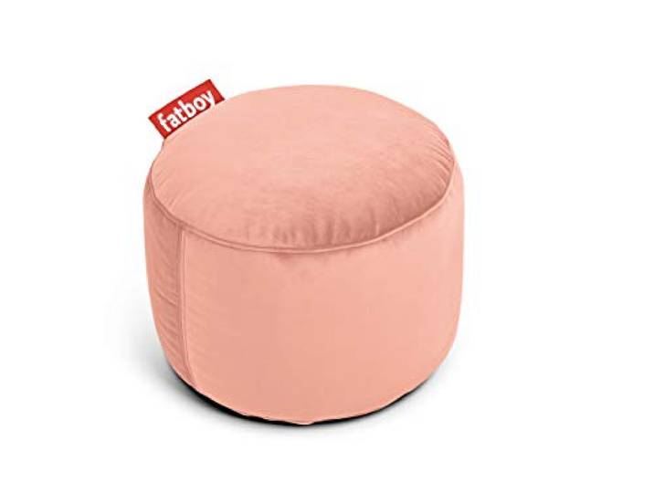 Fatboy Point Velvet Indoor Bean Bag Pouf, Ottoman, and Footstool - Pearl Blush