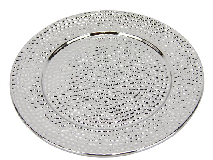Dekotablett I.GE.A. Keramik-Schale , silber, B:25cm H:2cm, Keramik, Dekoschalen, Dekotablett, Dekoschale silber Tablett Weihnachtsdeko Deko Advents-Tablett rund