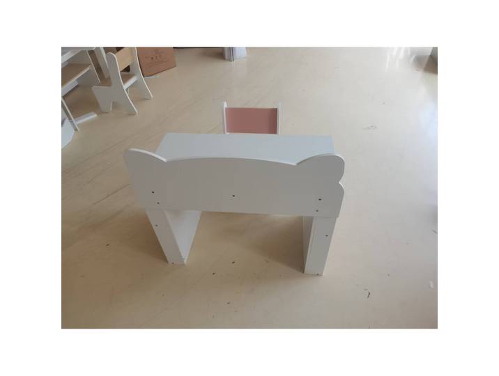 AIYAPLAY Table Chaise Enfant 3-8 Ans Tiroir Etagère Blanc Renard