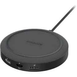 mophie Universal Wireless Charging Hub - ładowarka do czterech urządzeń, ładowanie bezprzewodowe 10 (15 W), Wireless Charger, Schwarz