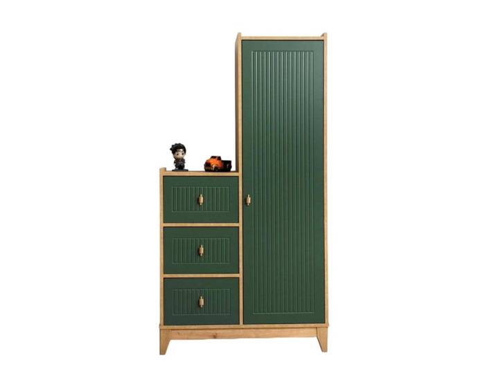 Xlmoebel Kinderkleiderschrank Grüne Holzmöbel für ein fröhliches Kinderzimmer (1-St., Kleiderschrank) Hergestellt in Europa