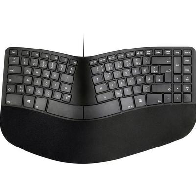 Matias FK313PC-DE Sculpted Ergonomic Wired Keyboard for PC USB Tastatur Deutsch, QWERTZ Schwarz Ergonomisch