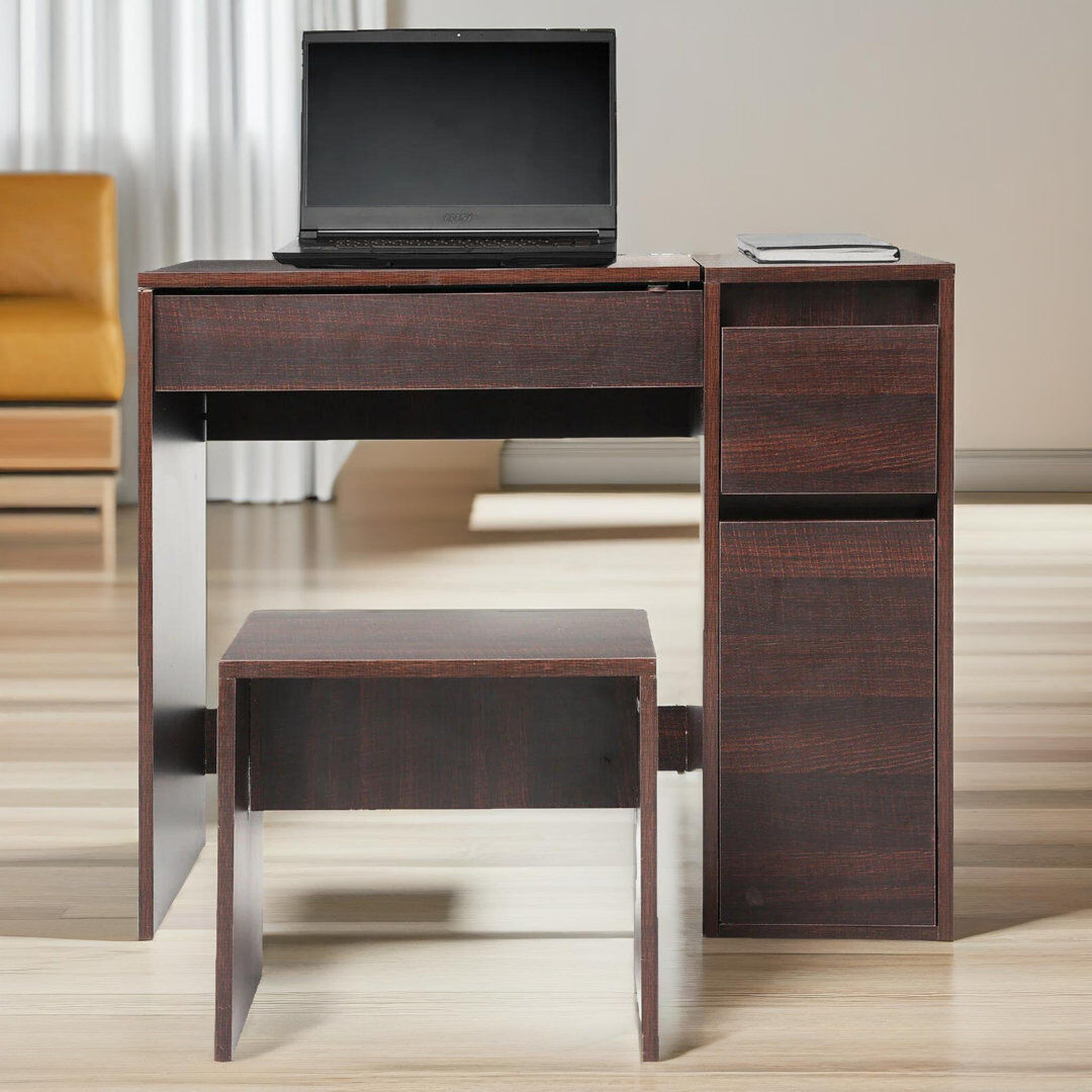Borough Wharf Odoms Dressing Table with Mirror Walnut 110cm H X 81cm W X 77cm D
