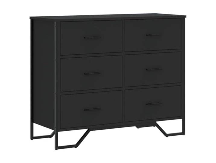 Kommode schwarz 91x35,5x74,5cm aus Holzwerkstoff mit Schubladen Feuchtigkeitsresistent, glatte Oberfläche, Dekorplatte, stabile Konstruktion, Wandmontage