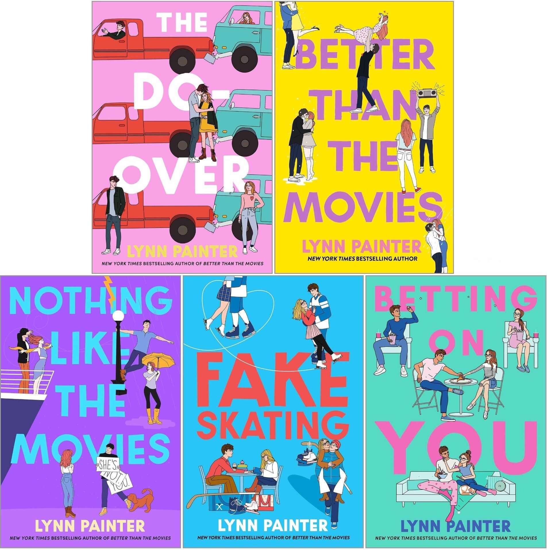 Simon & Schuster Lynn Painter Rom-Coms 5 Books Collection Set (Better Than the Movies, The Do-Over, Betting on You, Nothing Like the Movies, Fake Skating)