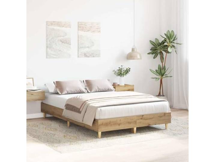 KTHLBRH Bettrahmen Eiche Handwerk 135 x 190 cm, Latten enthalten Technisches Holz, massiver Eukalyptus, atmungsaktive Basis, stabile Unterstützung