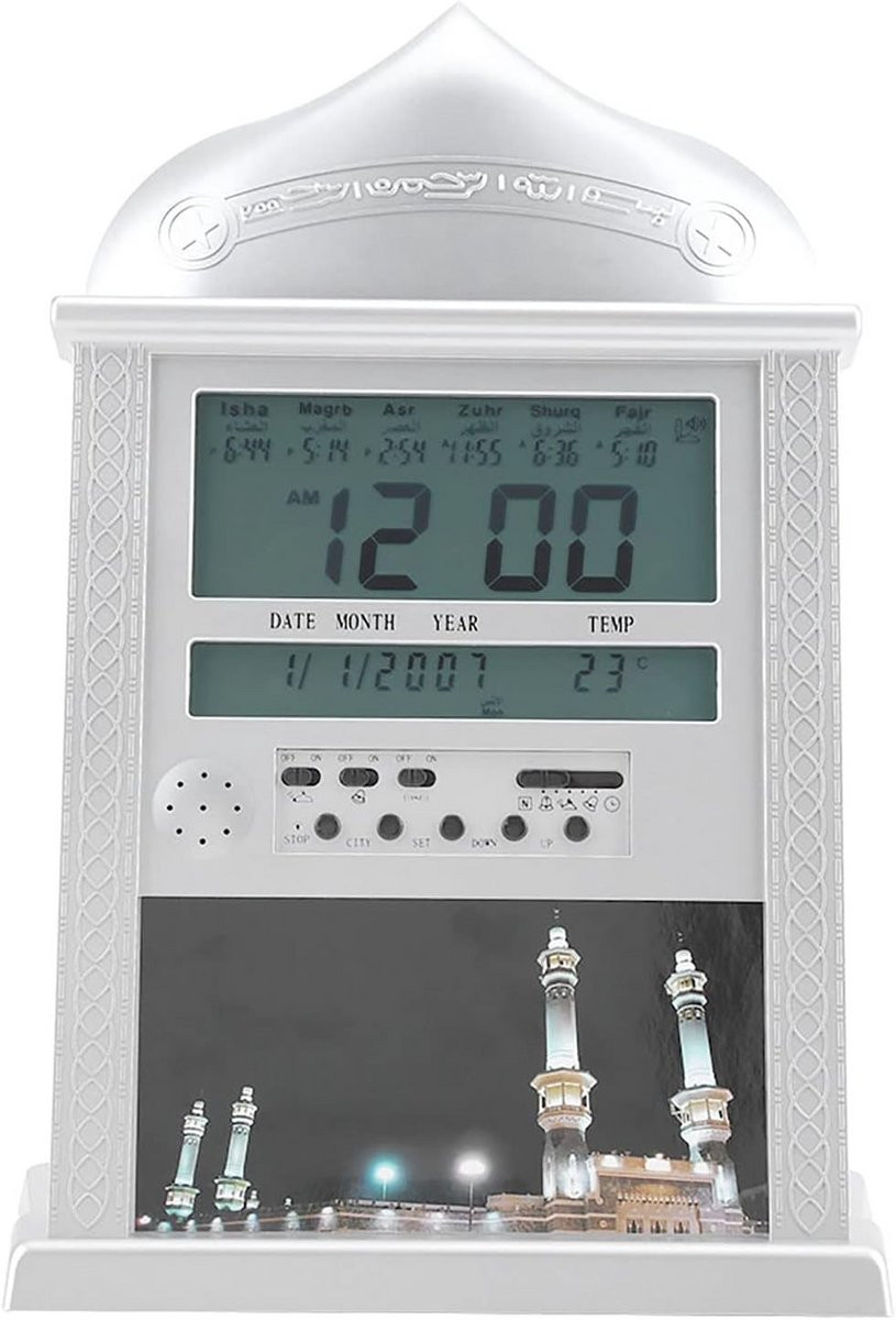Islamitische Gebedstimer met Azan Alarm en Kalender - Digitale Tafelklok en Wandklok