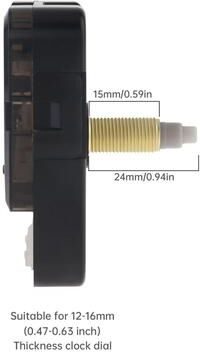 Uplift Picks Silent Quartz Clock Movement Battery Operated Replacement Mechanism 24mm (silent Movement)