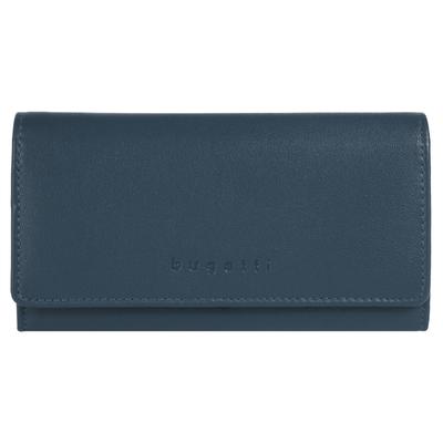 Geldbörse BUGATTI "BUGATTI Damen PUNTO echt Leder", Damen, blau, Leder, leicht glänzend, unifarben, Kleinlederwaren, echt Leder