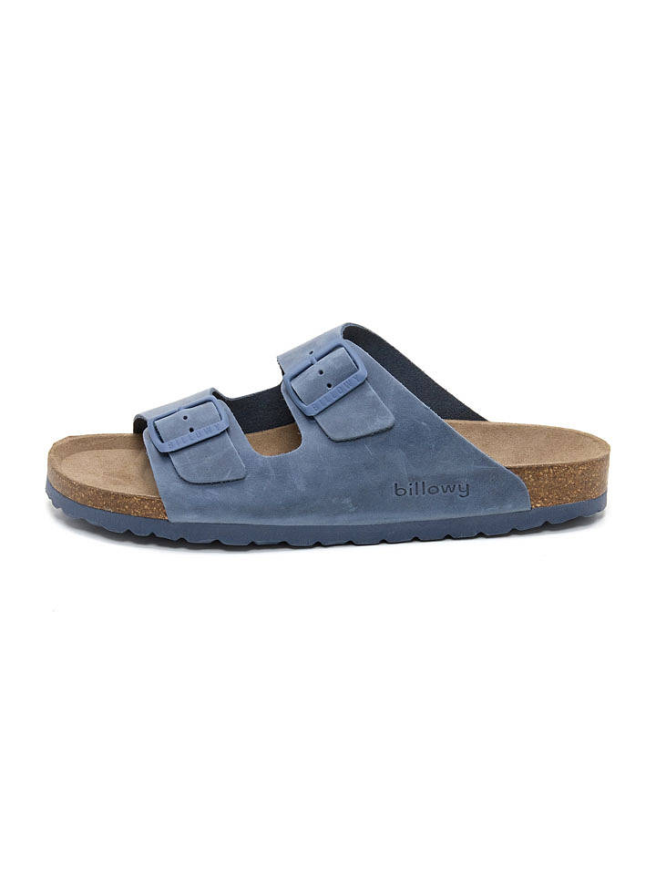 billowy Leder-Pantoletten in Blau - 42
