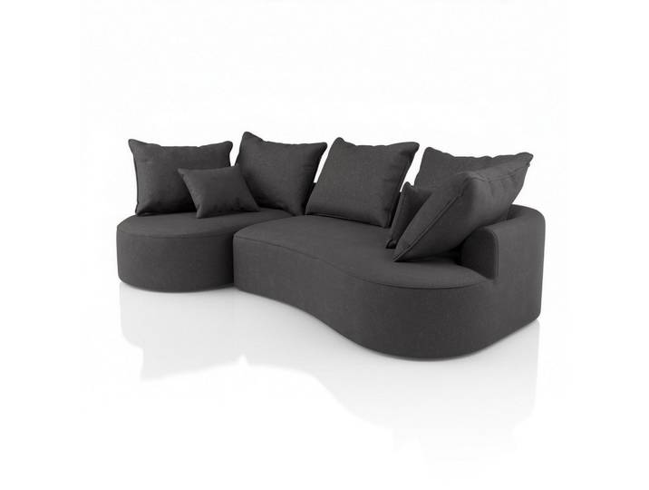 SOFA Tirano Samt Dunkelgrau mit Ottomane links