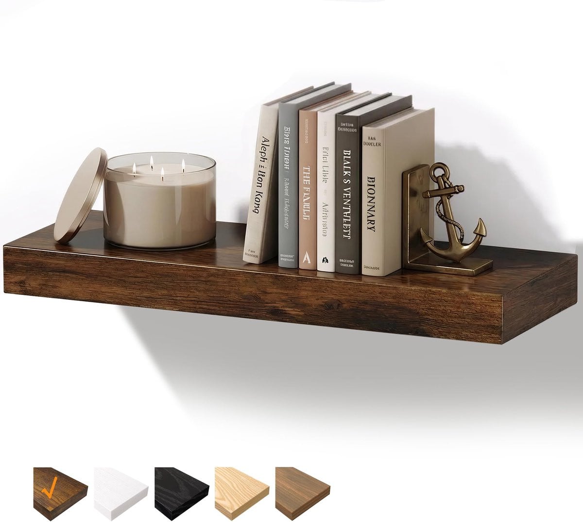 Merkloze houten wandplank, recht, wandmontage