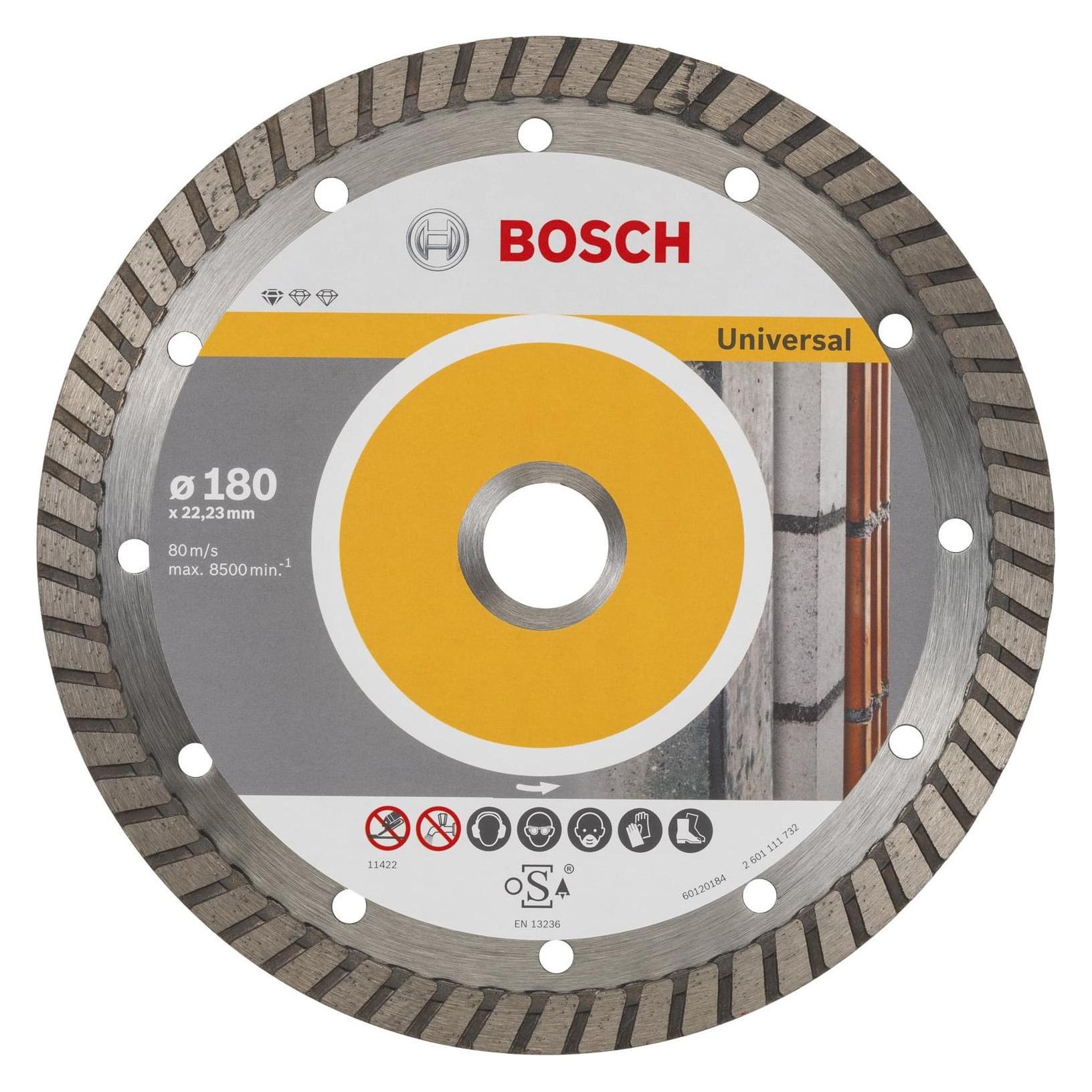 Bosch Professional Zubehör Diamanttrennscheibe Standard for Universal Turbo, 180x22,23x2,5x10 mm, 10er-Pack (2608603251)