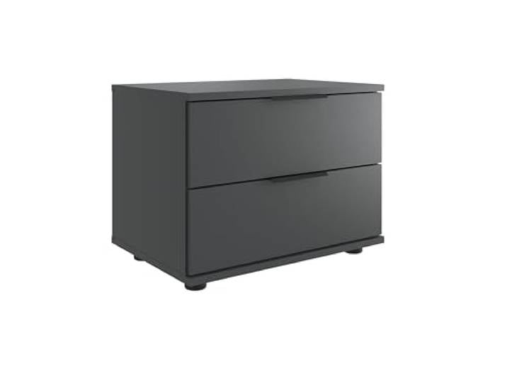 möbelando Nachtkommode >Tilburg< modern in Graphit, 2 Schubladen, 52 cm breit, 40 cm hoch, 38 cm tief, stabile Spanplatte, Made in Germany, zerlegt geliefert