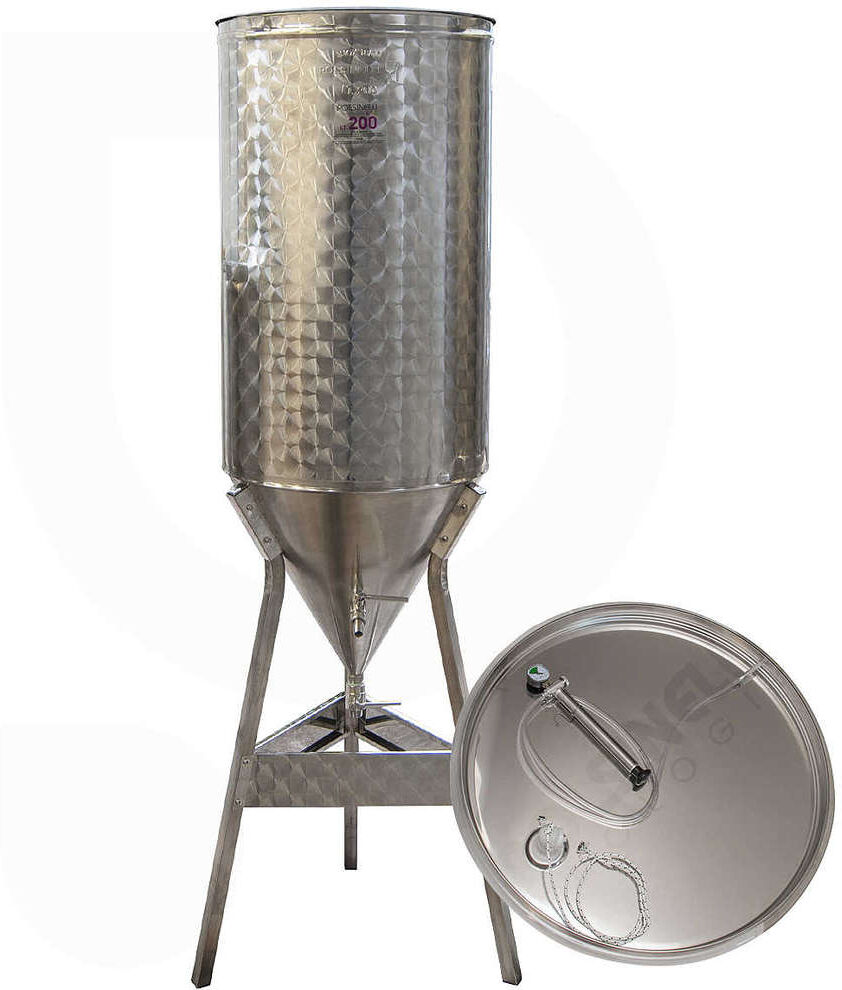Polsinelli Cuve pour vin tronconique 60° 200 L avec chapeau flottant