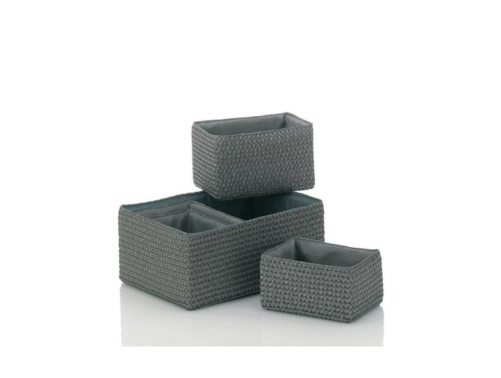 Aufbewahrungskorb KELA Korb-Set Rimossa 5 teilig grau , grau, B:25cm H:35cm T:15cm, Kunststoff, Aufbewahrungsboxen, Aufbewahrungskorb