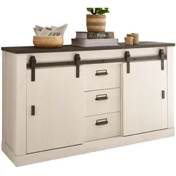 SIDEBOARD weiß Pinie, anthrazit Landhaus, Kommode 162 x 91 cm