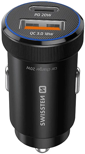 Swissten CL Adapter, USB-C PD + USB-A 20 W schwarz