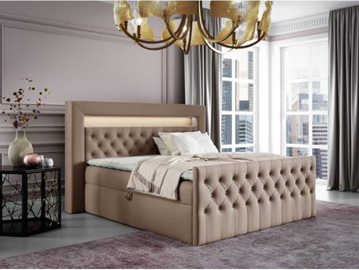 Fun Möbel Boxspringbett Schlafzimmerbett Ernesto Nr.1 (Beige, 120x200cm)