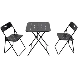 Merax Bistro Set klappbar 3-teilig Outdoor Stahl wetterfest 2 Stühle + Tisch Balkonmöbel Terrasse Gastronomie, Schwarz