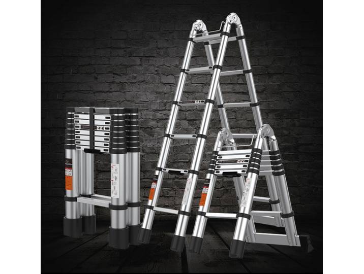 Escaliers d'ingénierie multifonctionnels, échelle pliante à chevrons pour la maison, échelle de levage et télescopique en alliage d'aluminium, 1.4x1.4m