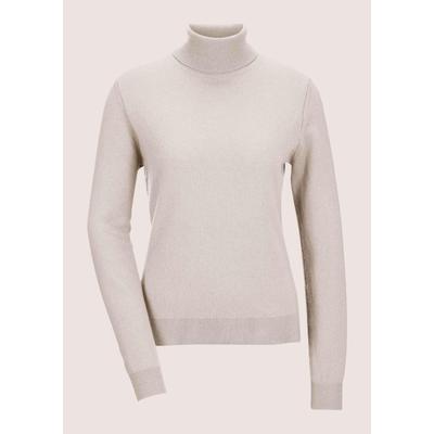 Longpullover MADELEINE "Kaschmirpullover Zeitloser Strickpullover mit geripptem Rollkragen", Damen, Gr. 48, beige (beige, melange), Obermaterial: 100% Kaschmir WS., Modern, Rollkragen, Pullover Longpullover, Kaschmirpullover mit Rollkragen, Langarm