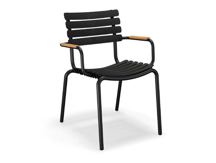 HOUE - ReCLIPS Outdoor Dining Armlehnstuhl, schwarz / Bambus