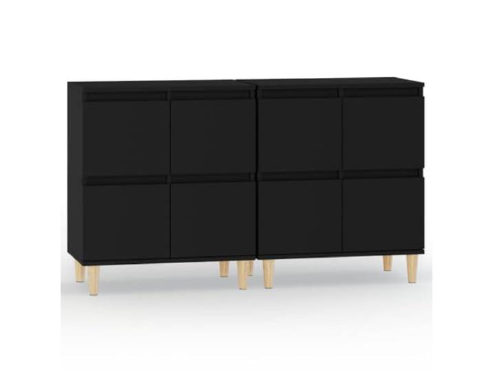 TYVANDE Anrichte 2 Stück schwarz 60 x 35 x 70 cm Holz mehrschichtig 4 Fächer, Holz und Eukalyptus, glatte Oberfläche, feuchtigkeitsbeständig, Befestigungsvorrichtung