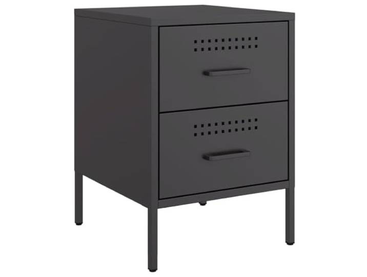 fsahslih Nachttisch Schwarz 36x39x50,5 cm Metall Beistelltisch Industrie-Stil Schubladenschrank mit 2 Etagen für Schlafzimmer und Wohnzimmer, pflegeleicht und flexibel einsetzbar.