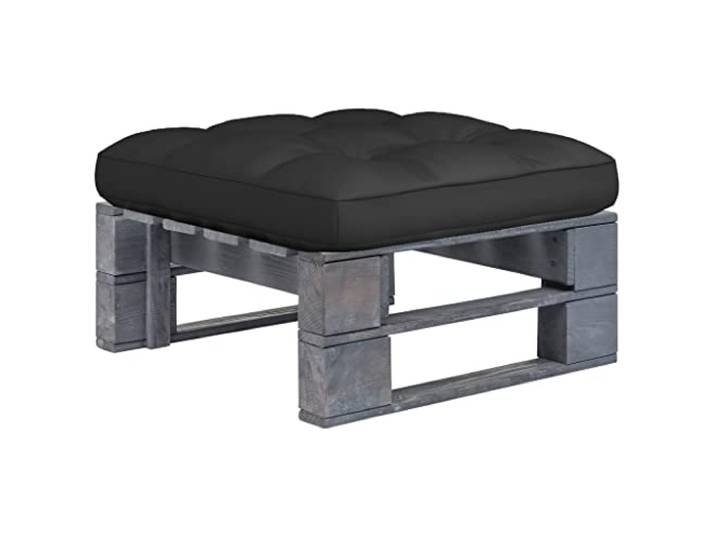 POUFGDR Sitzsack, Palette, Garten, Kiefernholz, imprägniert, grau, mit Kissen