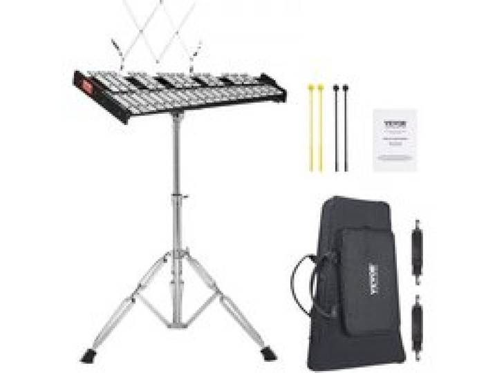 VEVOR Kit Xylophone Glockenspiel 32 Notes, Instrument de Percussion Professionnel avec Maillets, Baguettes, Support Réglable, Sac de Transport, Ensemble d'Instrument Éducative pour Étudiants, Adultes