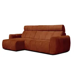 ECKSOFA KIMI 3-Sitzer, ausziehbarer Sitz, verstellbare Kopfstützen, rot