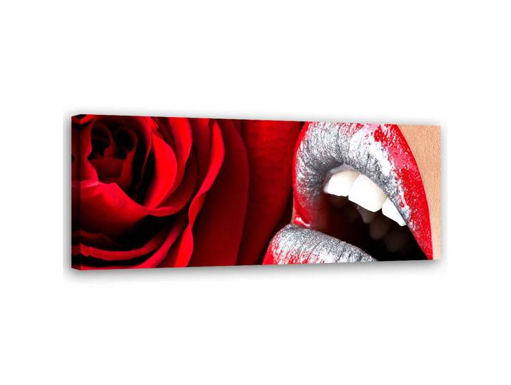 Feeby Wandbild frauenlippen, Rot, Abstrakt, Rechteckig, 90x30 cm, Bilder & Rahmen, Bilder, Leinwandbilder