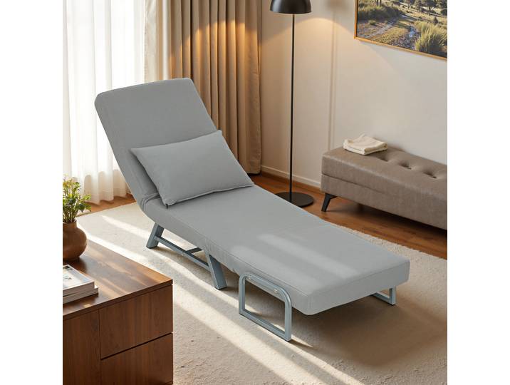 HOMCOM Fauteuil-Lit Convertible Ergonomique Gris Clair